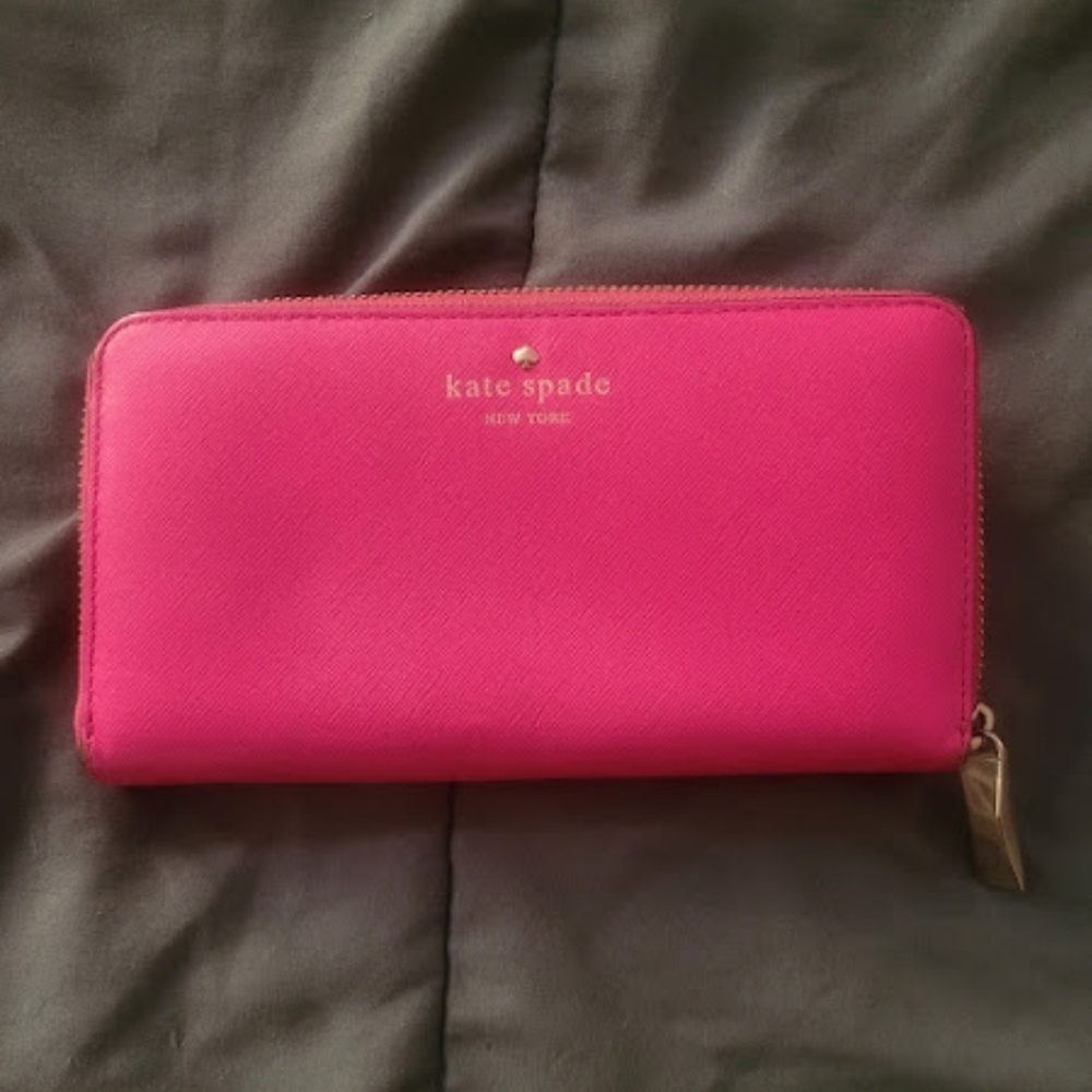 Kate Spade Magenta Leather Zip Wallet